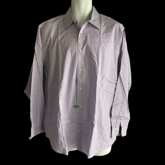 Ben Sherman Men's Shirt 17 34/35 XL Lavender Black White Striped LS - Picture 1 of 7